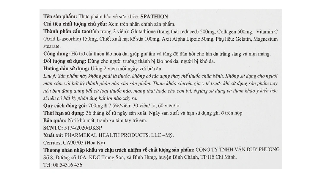 Spathion hỗ trợ giúp chống lão hoá, làm đẹp da lọ 30 viên - 5