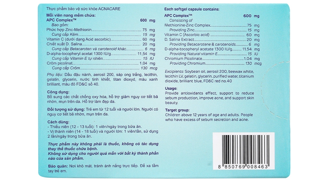 Thực phẩm bảo vệ sức khỏe Acnacare - 2