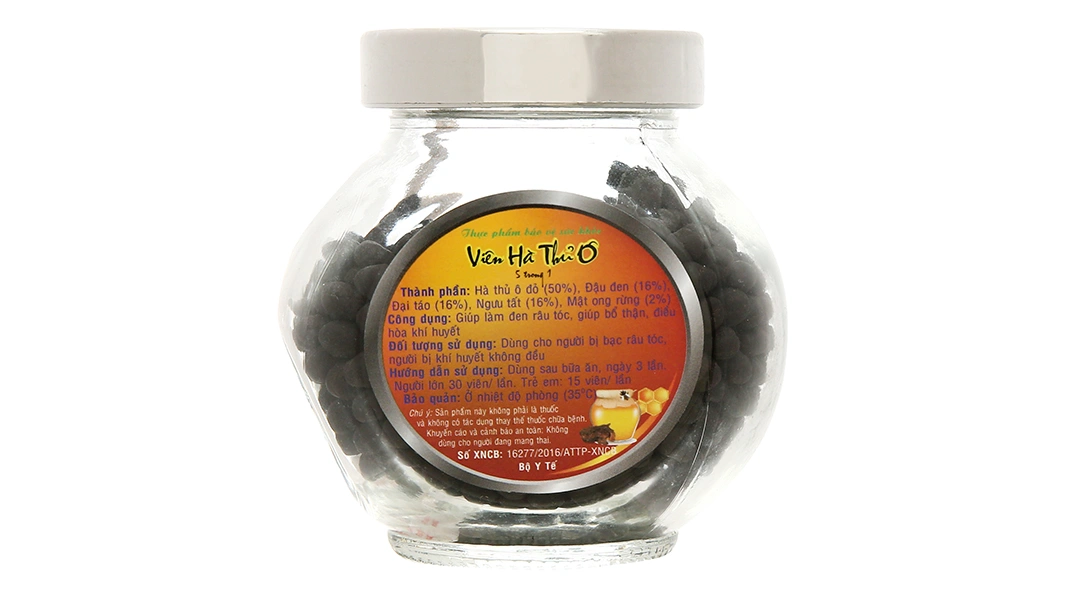 Viên Hà Thủ Ô 5 trong 1 bổ thận, làm đen râu tóc lọ 120g - 1