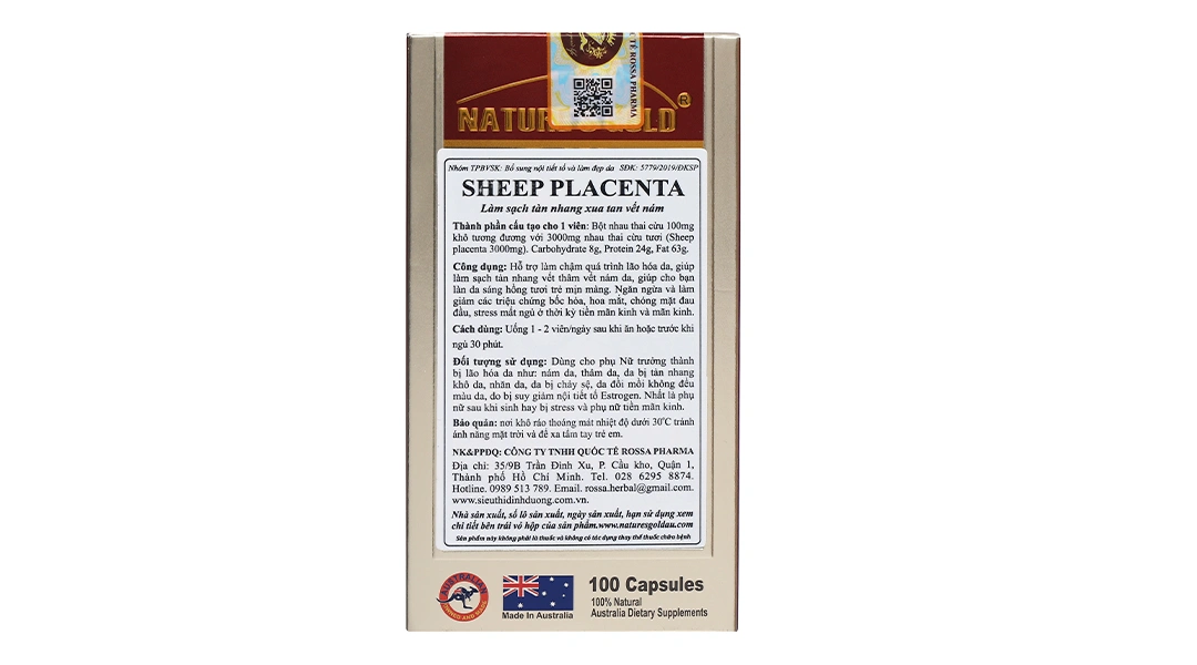 Sheep Placenta hỗ trợ làm chậm lão hóa da hộp 100 viên - 1