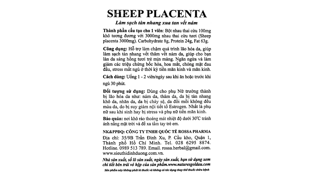 Sheep Placenta hỗ trợ làm chậm lão hóa da hộp 100 viên - 4
