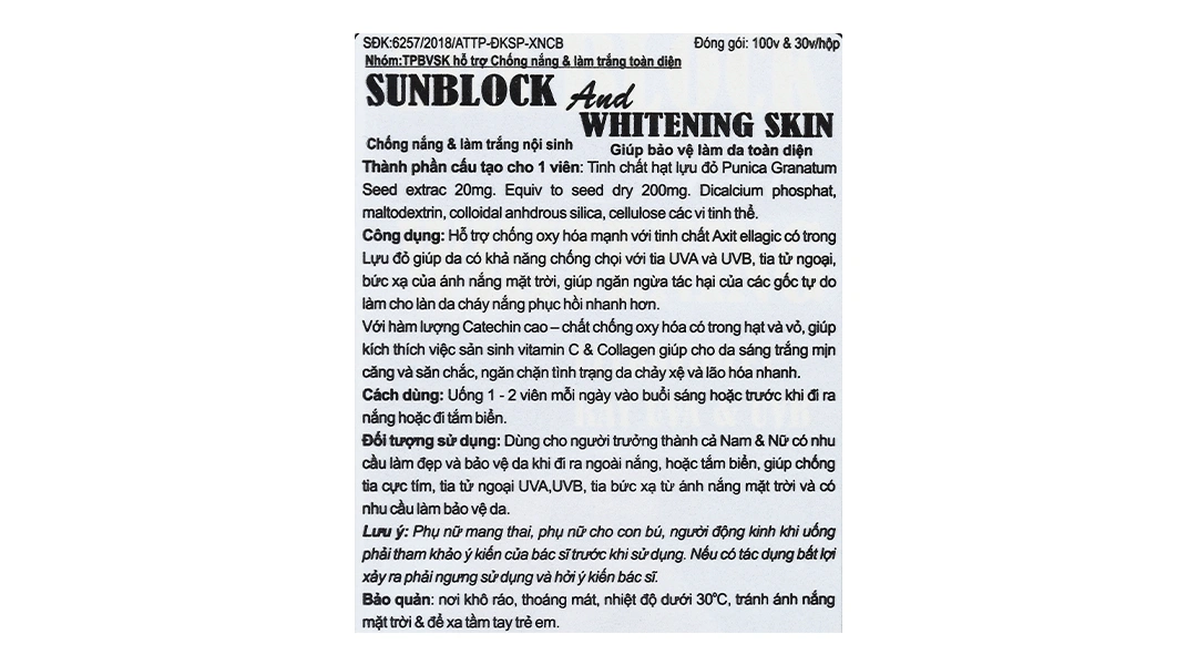 Thực phẩm bảo vệ sức khỏe Sun Block And Whitening Skin - Healthy Golden - 4