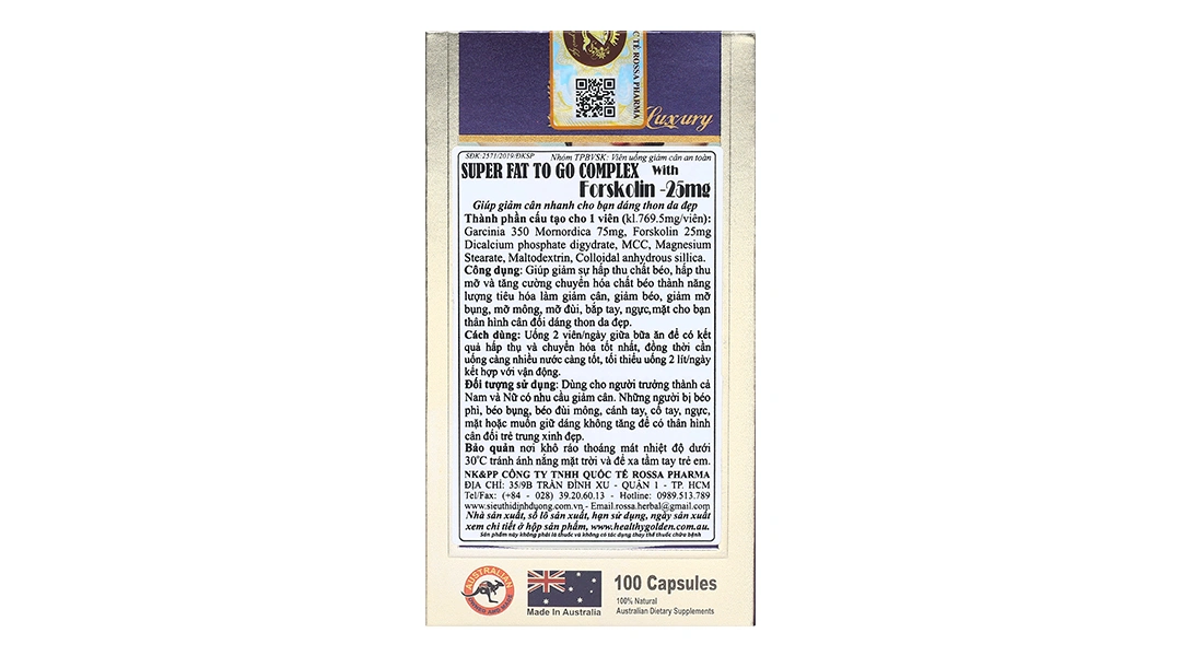 Healthy Golden Super Fat To Go Complex With Forskolin 25Mg hộp 100 viên - 1