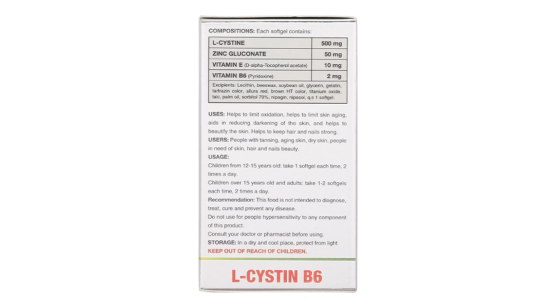 L-Cystin B6 làm đẹp da, tóc, móng hộp 60 viên - 4