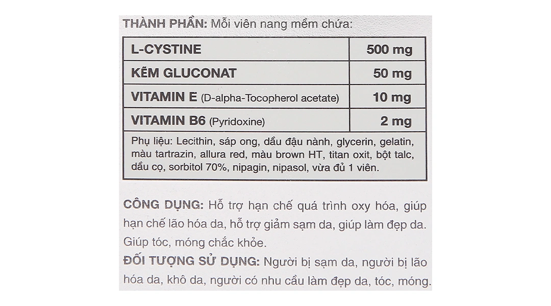 L-Cystin B6 làm đẹp da, tóc, móng hộp 60 viên - 5