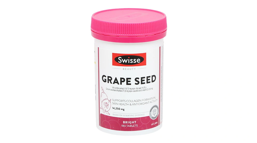 Thực phẩm bảo vệ sức khỏe Swisse Beauty Grape Seed hộp 180 viên - 