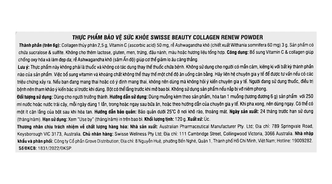 Swisse Beauty Collagen Renew Powder lọ 120g - 4