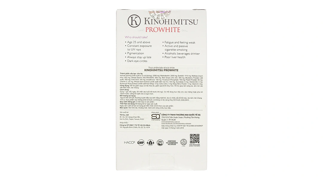 Thực phẩm bảo vệ sức khỏe Kinohimitsu Prowhite Hộp 8G x 10 Gói - 1