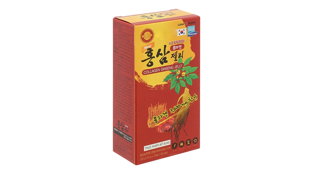 Thạch Collagen Cana Young Nhân Sâm Mới hộp 10 gói x 120g - 