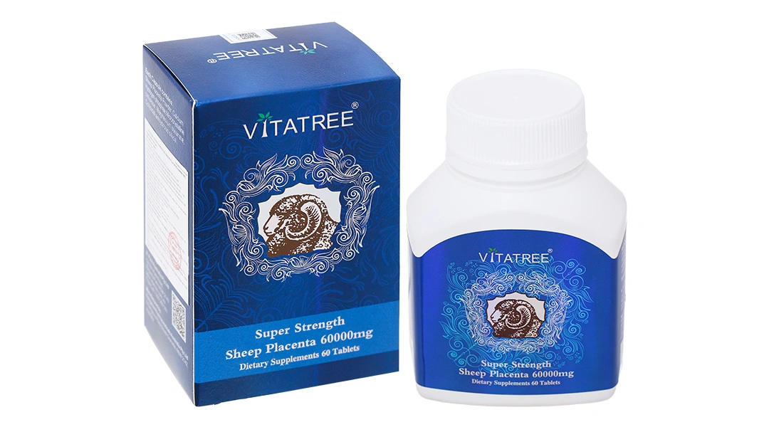 Thực phẩm bảo vệ sức khỏe Vitatree Sheep Placenta 60000Mg Hộp 60V - 