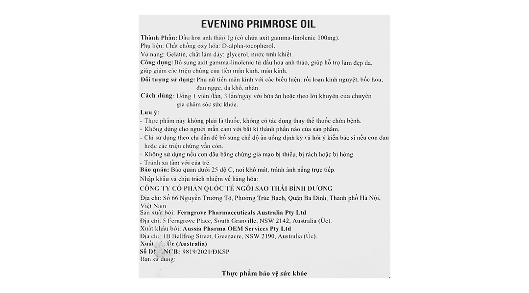 Viên Uống Dầu Hoa Anh Thảo Aussia Evening Primrose Oil lọ 120 viên - 4