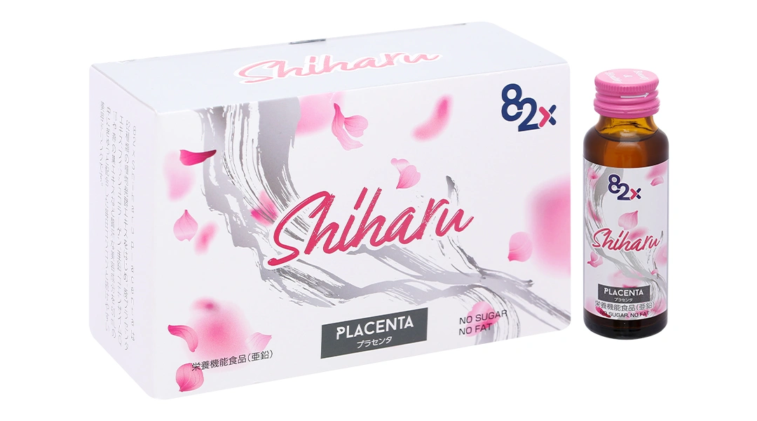 Nước uống 82X Shiharu Placenta giúp cân bằng nội tiết tố hộp 10 chai x 50ml - 