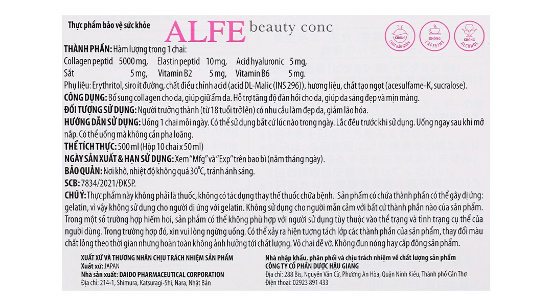 Alfe Beauty Conc hỗ trợ da sáng mịn, tăng đàn hồi da hộp 10 chai x 50ml - 4