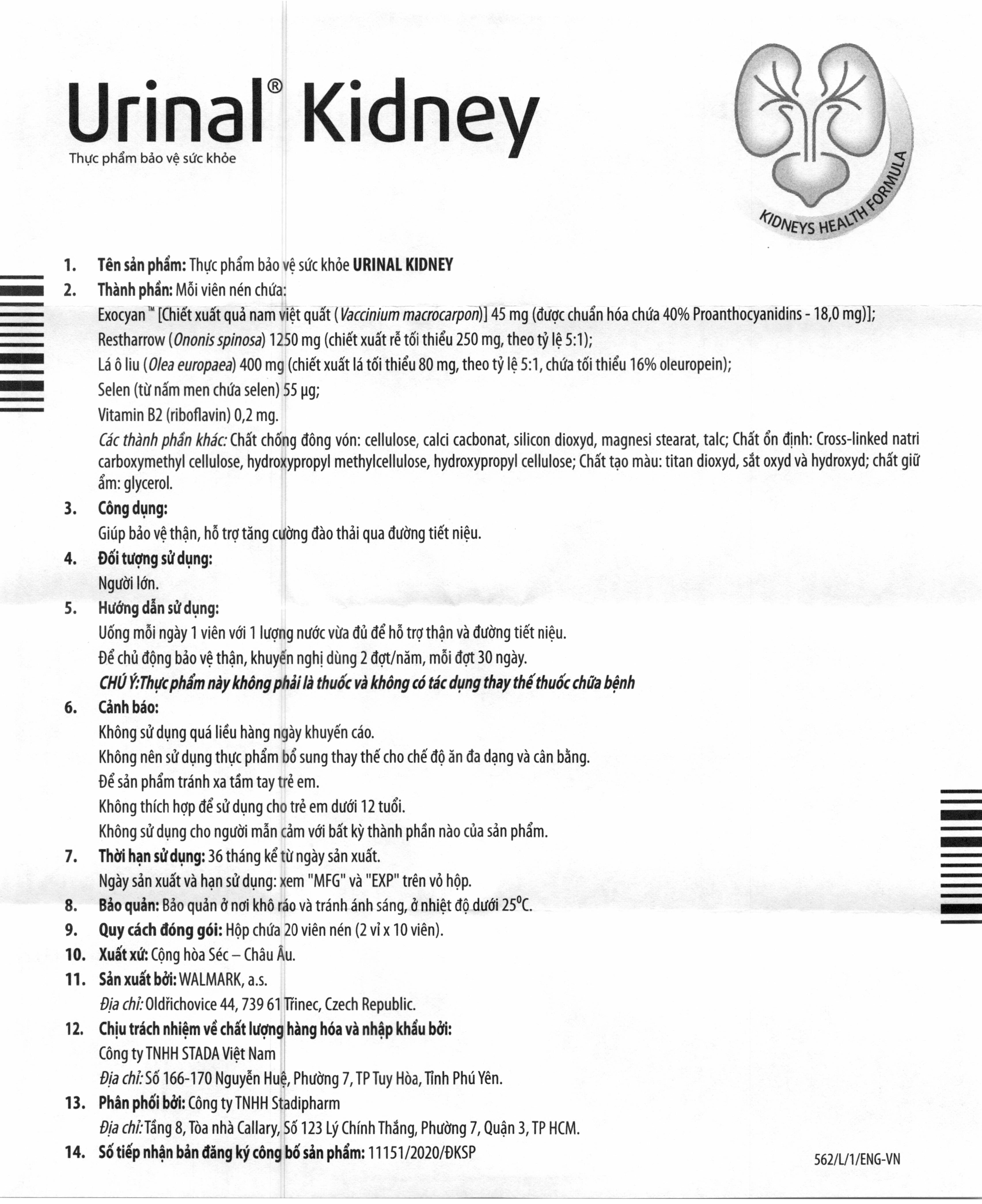 Stada Urinal Kidney hộp 20 Viên - 4