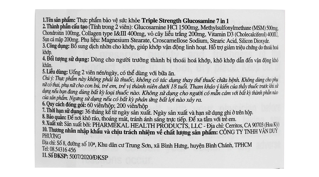 Triple Strength Glucosamin Pharmekal lọ 200 viên - 4