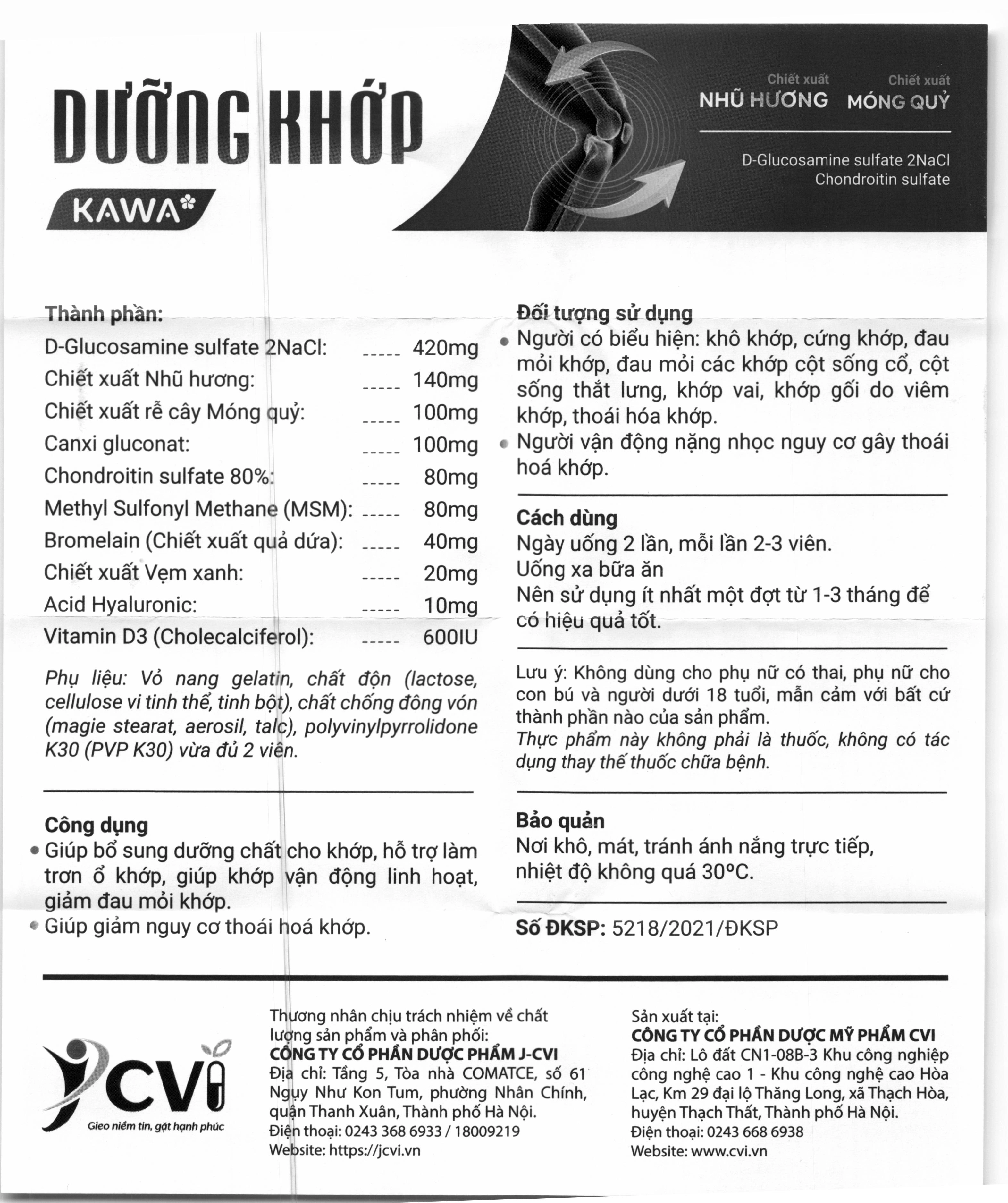Dưỡng Khớp Kawa hộp 60 viên - 9