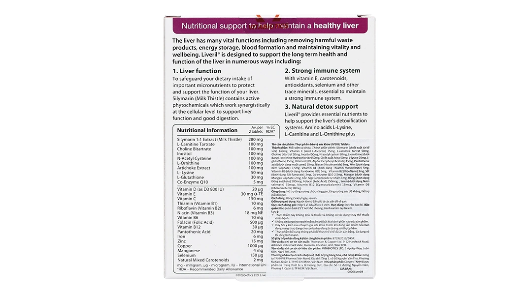 Vitabiotics Liveril hỗ trợ giải độc gan hộp 30 viên - 2