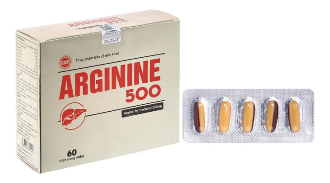 Arginine 500 bổ gan, hỗ trợ bảo vệ tế bào gan hộp 60 viên - 