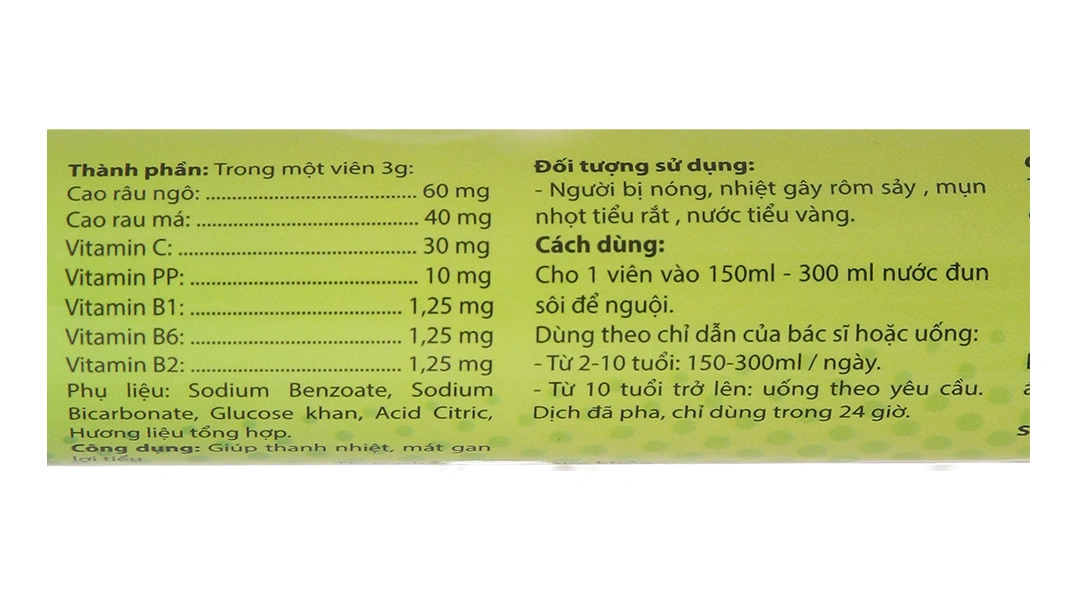 Viên Sủi Rau Má Traly tuýp 20 viên - 2