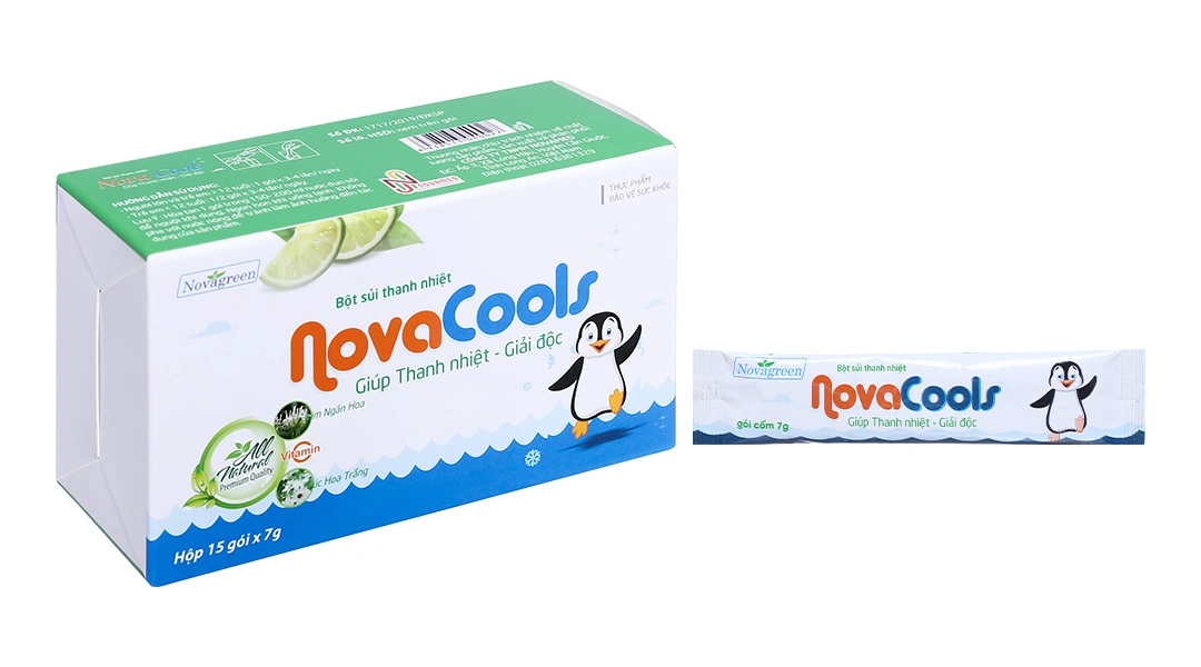 Bột sủi thanh nhiệt Novacools bổ sung vitamin C, tăng đề kháng hộp 15 gói x 7g - 