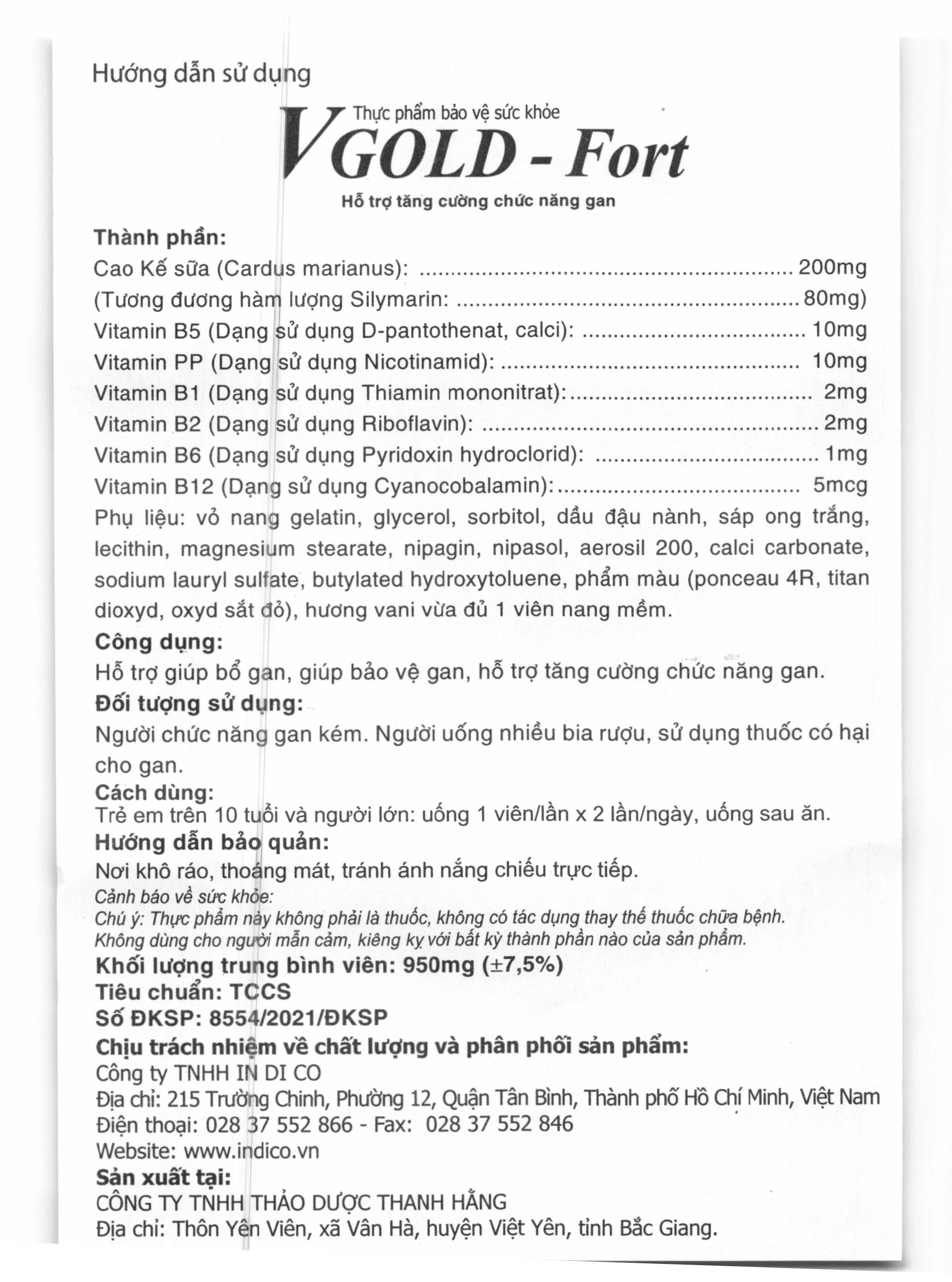 Thực phẩm bảo vệ sức khỏe Vgold - Fort hộp 60 viên - 5
