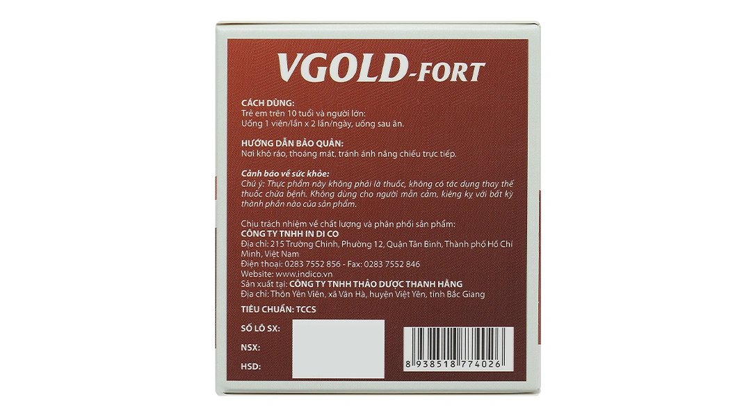 Thực phẩm bảo vệ sức khỏe Vgold - Fort hộp 60 viên - 3