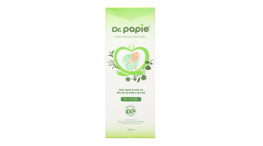Nước tắm gội thảo dược Dr.Papie ngừa rôm sảy, mẩn ngứa cho bé chai 230ml - 1