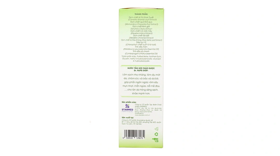 Nước tắm gội thảo dược Dr.Papie ngừa rôm sảy, mẩn ngứa cho bé chai 230ml - 2