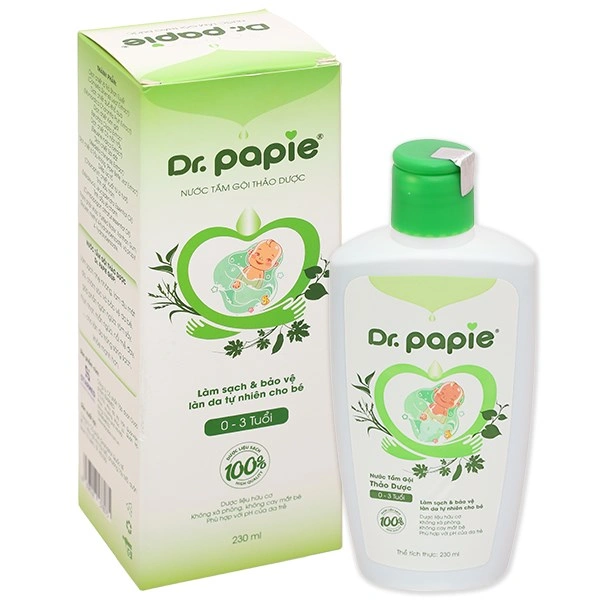 Nước tắm gội thảo dược Dr.Papie ngừa rôm sảy, mẩn ngứa cho bé