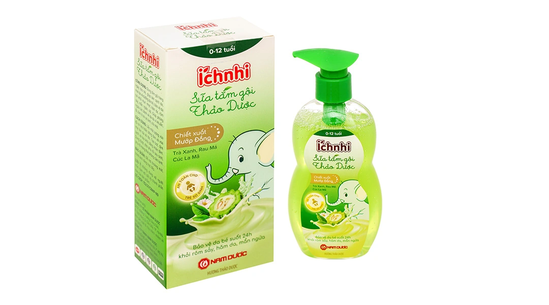 Sữa tắm gội Thảo Dược Ích Nhi giảm hăm da, rôm sảy cho bé chai 200ml - 