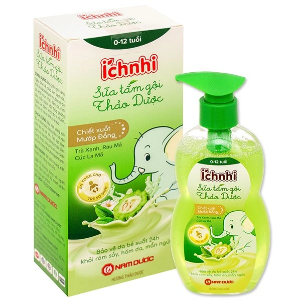Sữa tắm gội Thảo Dược Ích Nhi giảm hăm da, rôm sảy cho bé