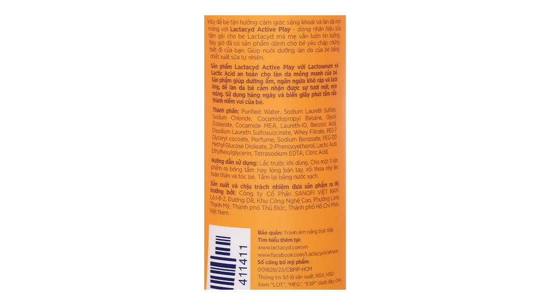 Sữa tắm gội Lactacyd Baby Active Play giúp dưỡng ẩm, giảm kích ứng cho da bé chai 250ml - 12