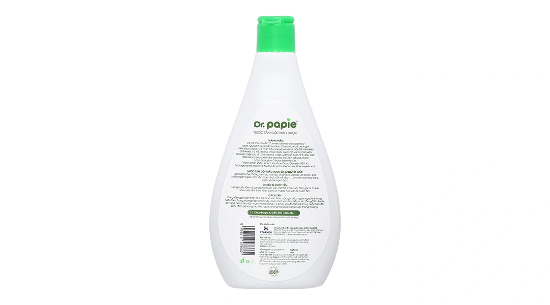Nước tắm gội thảo dược Dr.Papie ngăn ngừa rôm sảy, mụn nhọt, nổi mề đay cho bé chai 500ml - 2