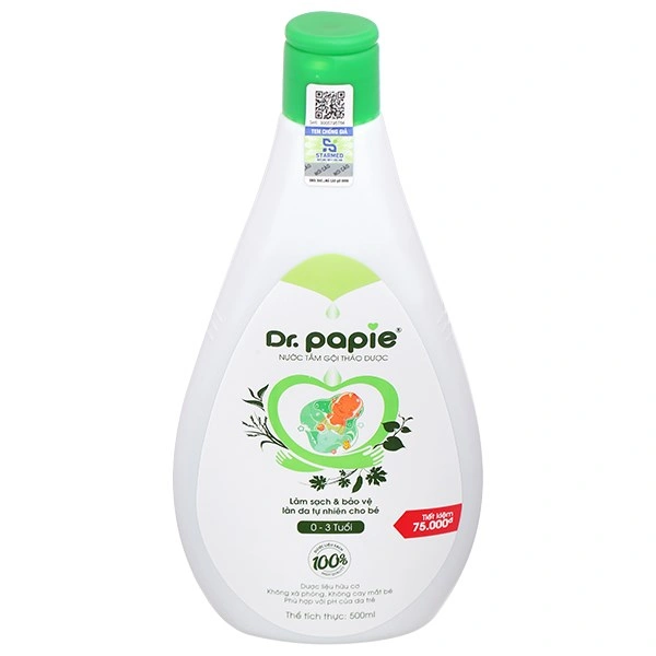 Nước tắm gội thảo dược Dr.Papie ngăn ngừa rôm sảy, mụn nhọt cho bé