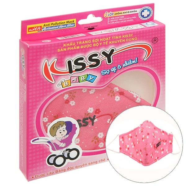 Khẩu trang vải trẻ em Kissy 3 lớp có họa tiết