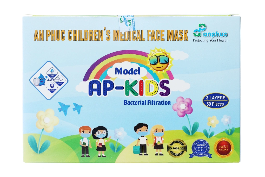 Khẩu trang y tế trẻ em An Phúc 3 lớp có họa tiết hộp 50 cái - 