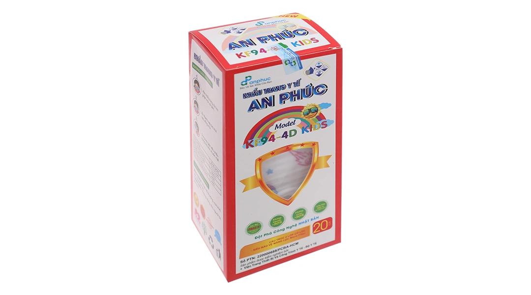 Khẩu trang y tế trẻ em An Phúc K94-4D 3 lớp có họa tiết hộp 20 cái - 