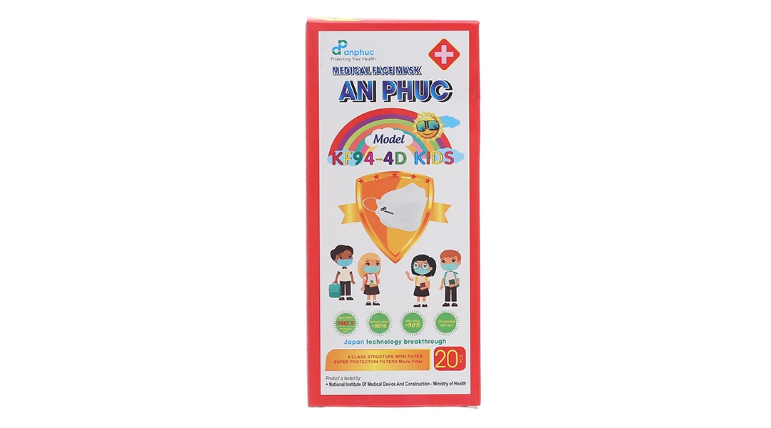 Khẩu trang y tế trẻ em An Phúc K94-4D 3 lớp có họa tiết hộp 20 cái - 1