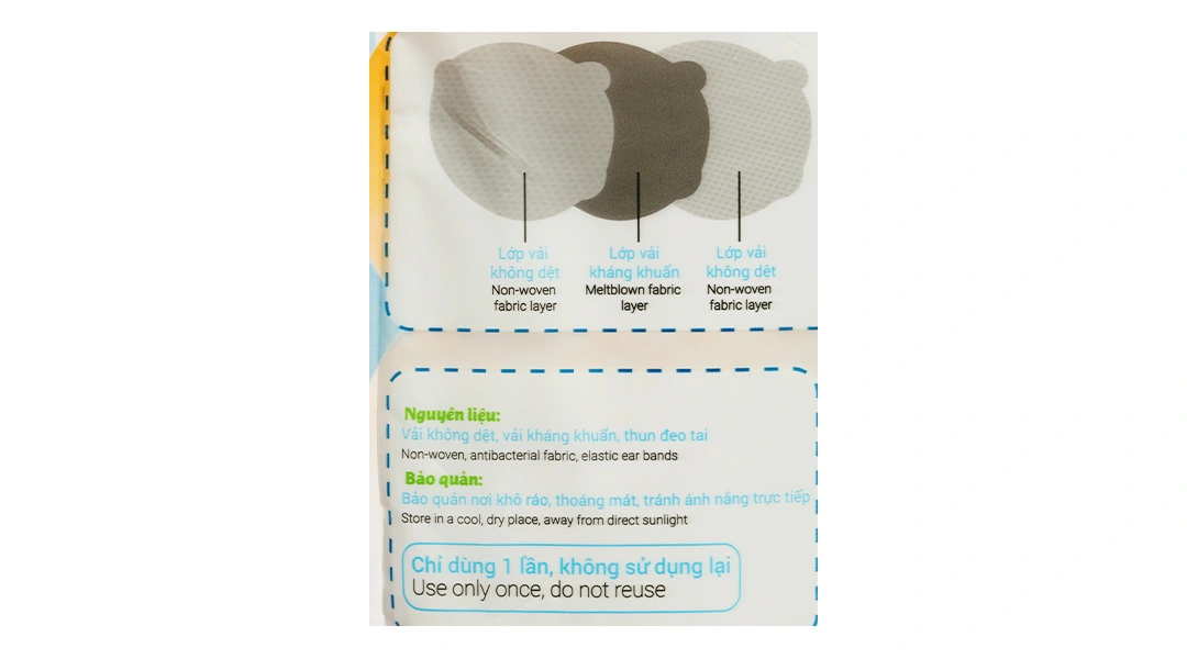 Khẩu trang y tế trẻ em Bísou Baby mask họa tiết gấu gói 6 cái - 2
