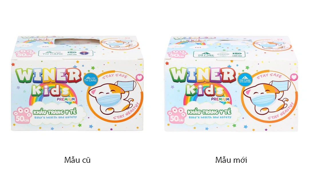 Khẩu trang y tế Winer Kids Premium 3 lớp có họa tiết hộp 50 cái - 