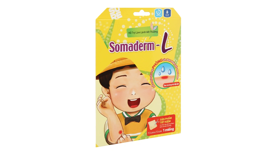Miếng dán Somaderm-L hỗ trợ làm lành vết thương (7.5cm x 7.5cm) hộp 1 miếng - 