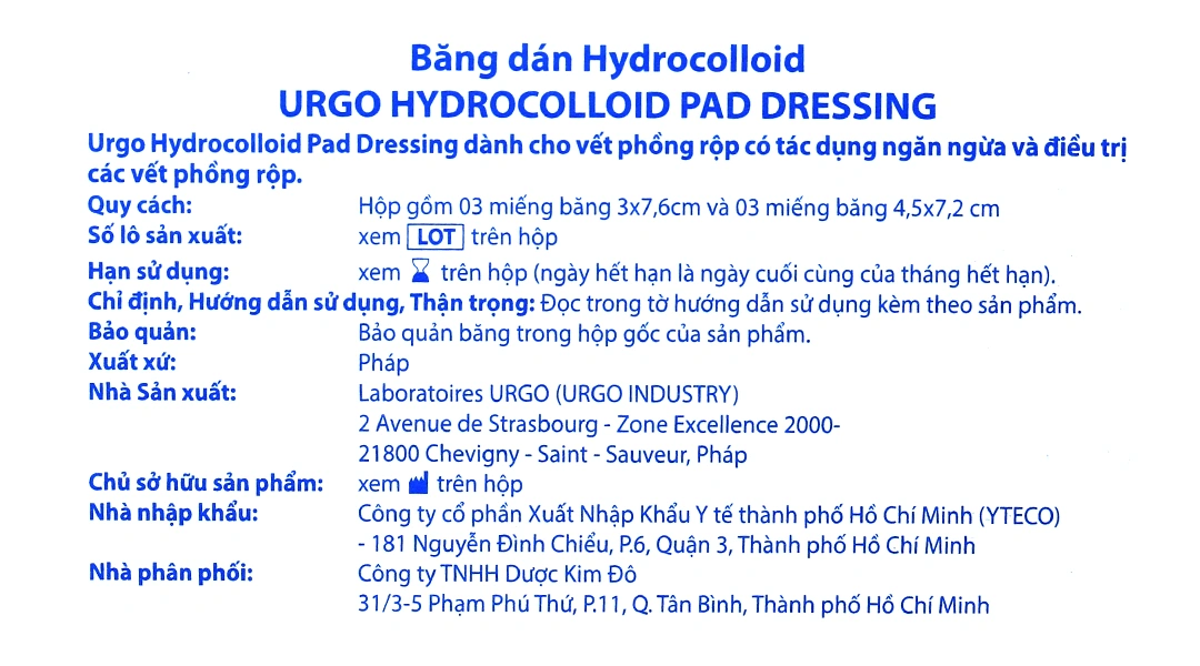 Băng cá nhân Urgo Hydrocolloid Pad Dressing hộp 6 miếng - 4