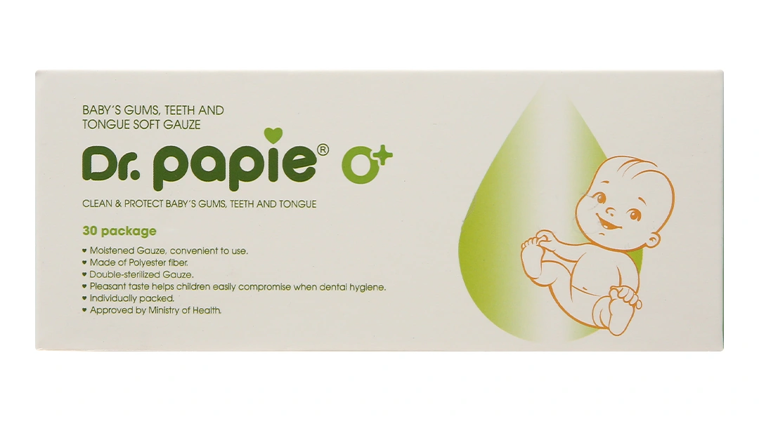 Gạc răng miệng Dr. Papie 0+ giúp sạch lưỡi, nướu, răng hộp 30 miếng - 4
