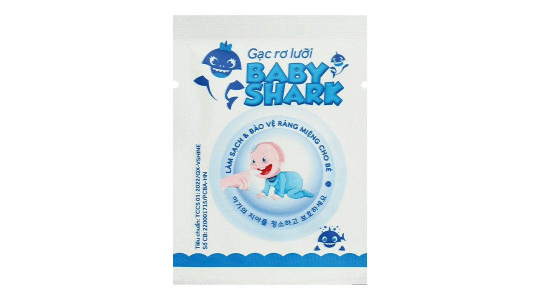 Gạc rơ lưỡi Baby Shark giúp sạch lưỡi, nướu, răng hộp 50 miếng - 5