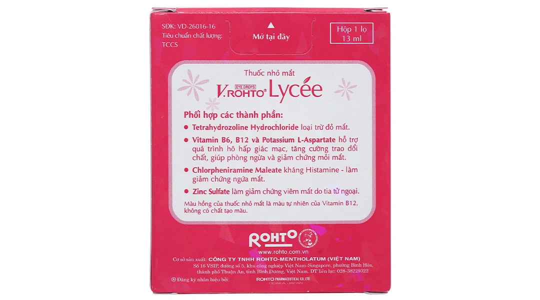 Dung dịch nhỏ mắt V.Rohto Lycée trị đỏ mắt, ngứa mắt, mỏi mắt chai 13ml - 3