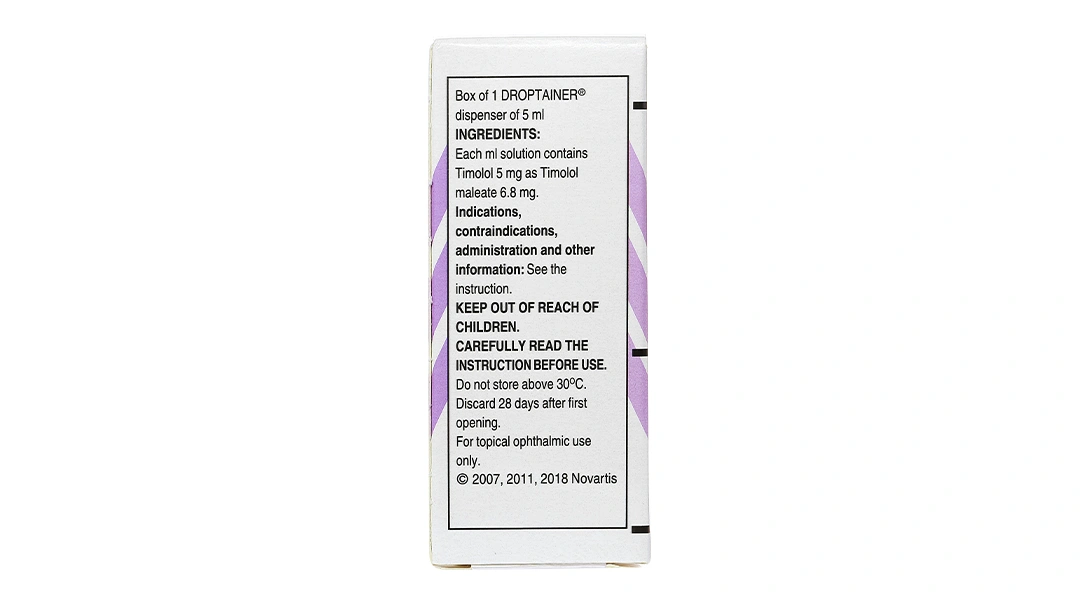 Dung dịch nhỏ mắt Timolol Maleate Eye Drops 0.5% trị bệnh glôcôm lọ 5ml - 1