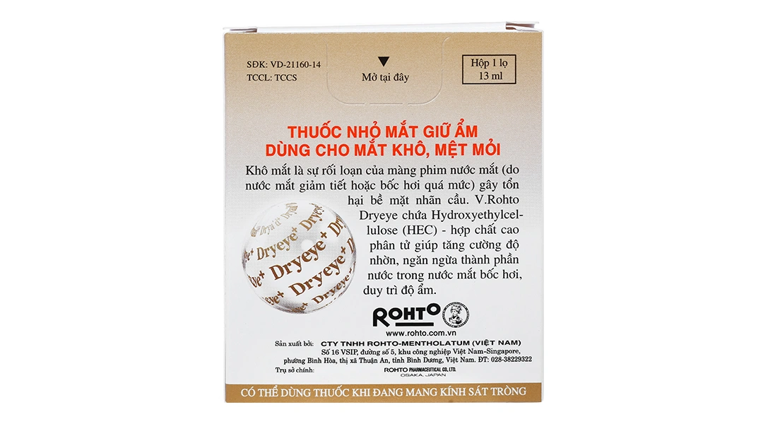 Dung dịch nhỏ mắt V.Rohto Dryeye giảm khô mắt, mỏi mắt chai 13ml - 2