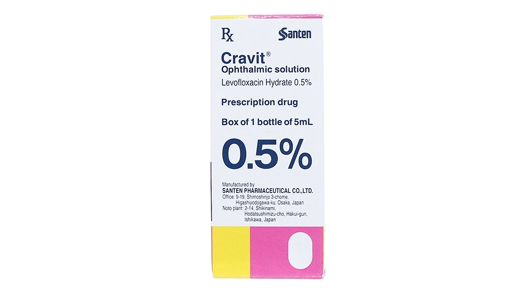 Dung dịch nhỏ mắt Cravit 0.5% trị nhiễm khuẩn mắt chai 5ml - 1