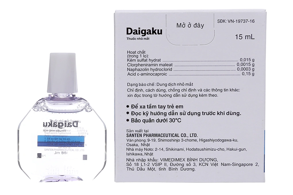 Dung dịch nhỏ mắt Daigaku trị mỏi mắt, sung huyết kết mạc chai 15ml - 1