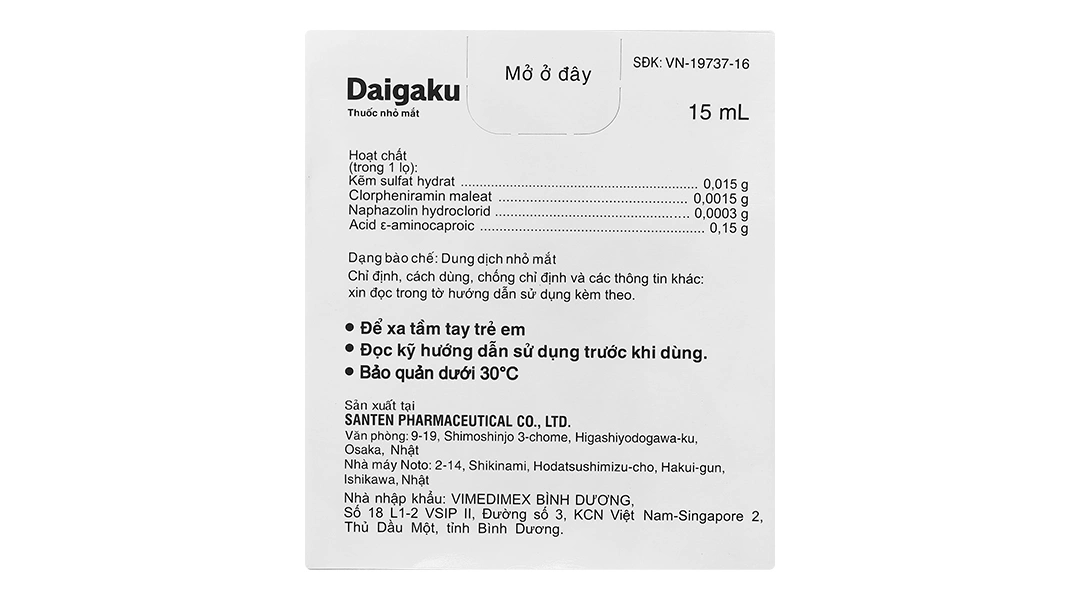 Dung dịch nhỏ mắt Daigaku trị mỏi mắt, sung huyết kết mạc chai 15ml - 2